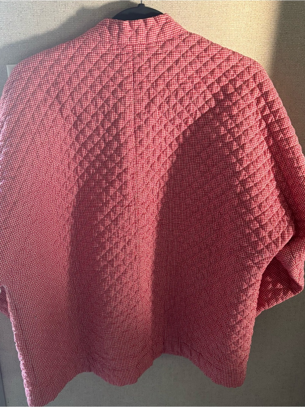 Homemade Quilted Red Check Open Front Jacket - Picture 6 of 10